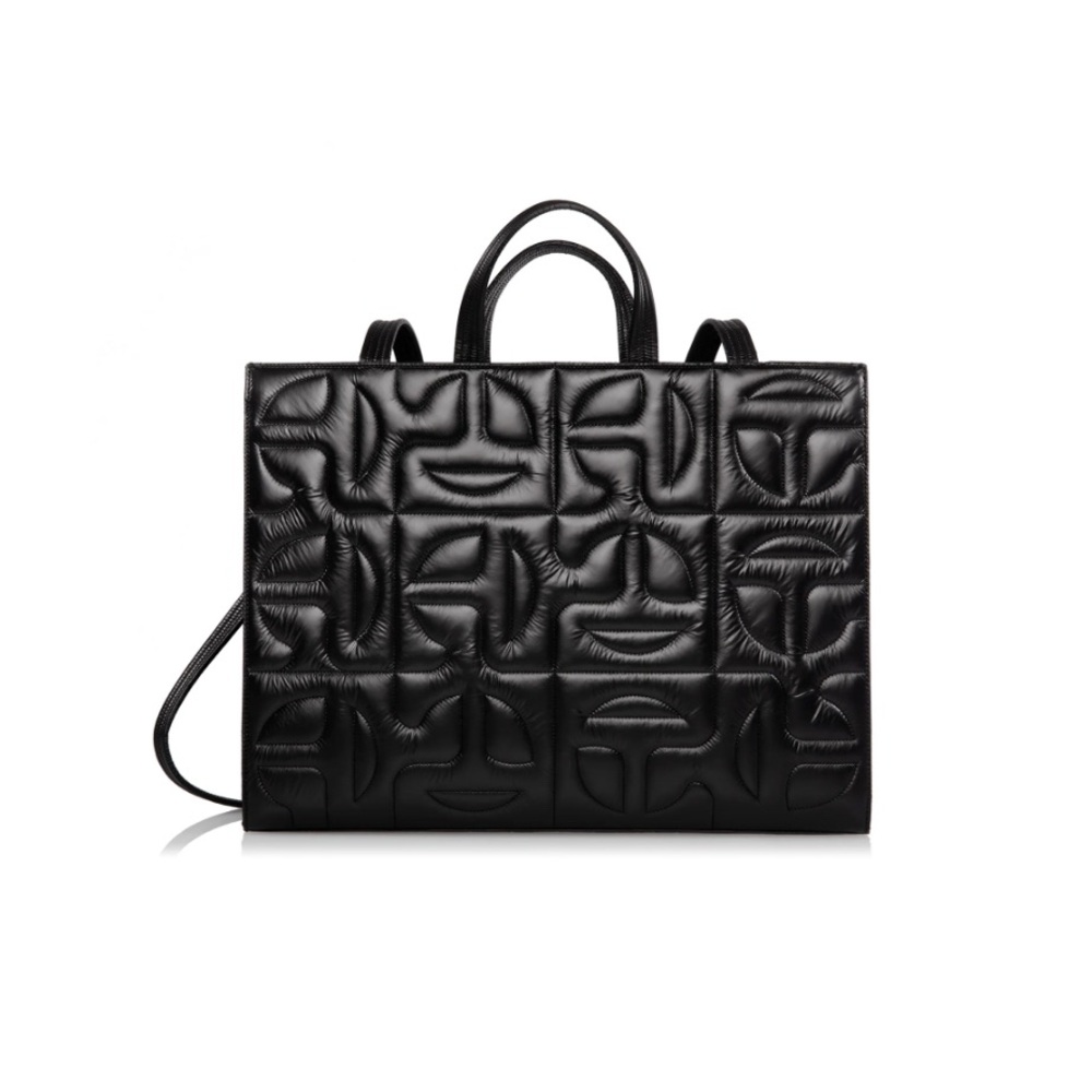Elegant Black Quilted Tote Bag